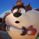 Looney Tunes character Taz is grabbed by someone off-screen.